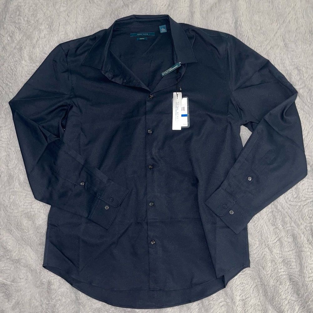 ‼️NEW‼️Perry Ellis Stretch Dark Sapphire Dress Shirt With Extendable Collar XL
